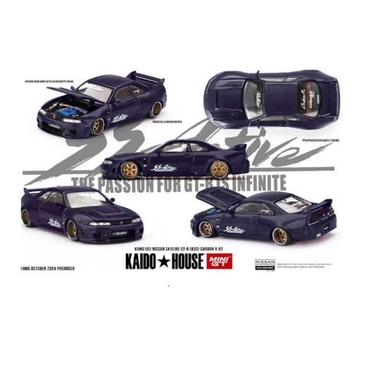 Mini GT 1/64 Kaido Nissan Skyline GT-Rr33 Active Carbon R V2 No:163