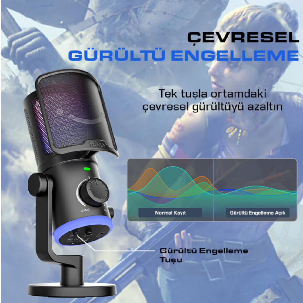 Fifine AM6 RGB Gaming Mikrofon – Yayıncılar ve Oyuncular İçin Profesyonel Ses