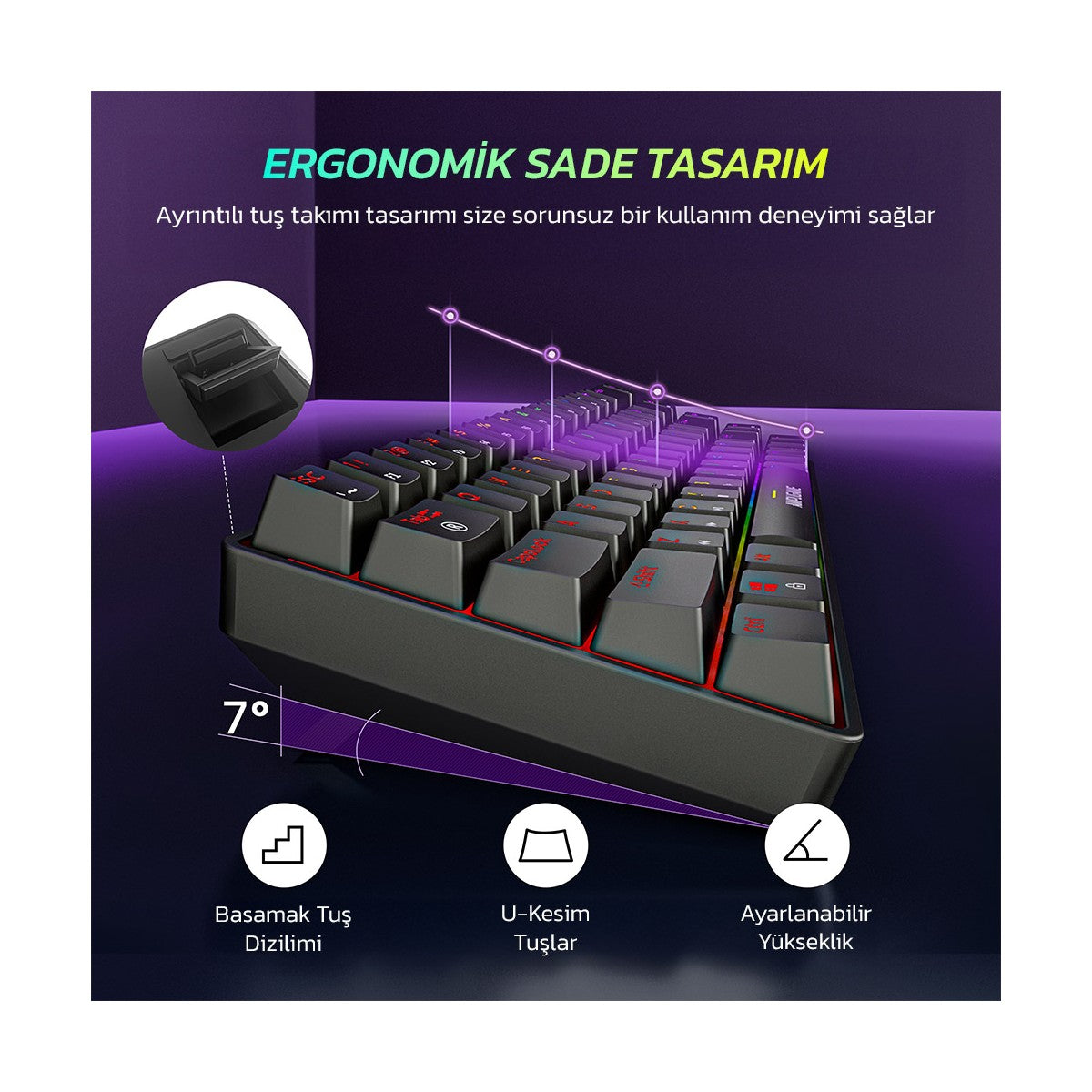 Ampligame Gk1 Rgb Red Switch Mekanik Klavye