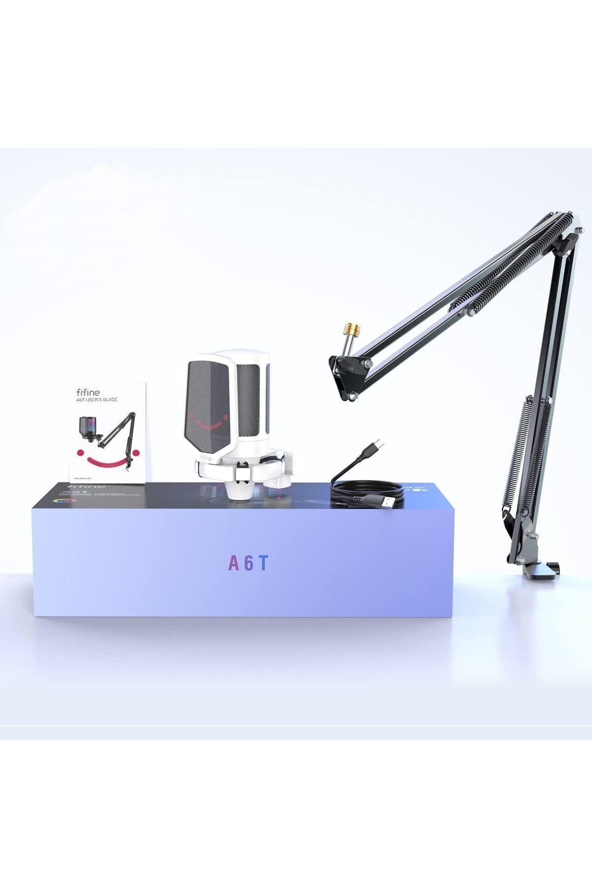 Fifine Ampligame A6T-W Beyaz RGB USB Mikrofon Seti – Yayıncı, Gamer, YouTuber, TikTok İçin Profesyonel Kayıt Mikrofonu