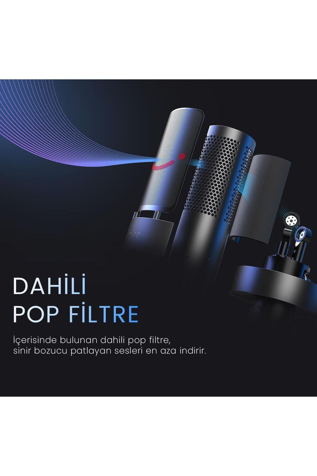 Fifine A9 RGB USB Oyuncu Yayıncı Bilgisayar Mikrofonu - Siyah