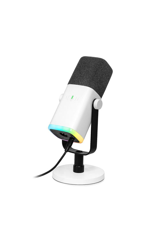 Fifine AM8-W XLR/USB RGB Dinamik Mikrofon - Beyaz
