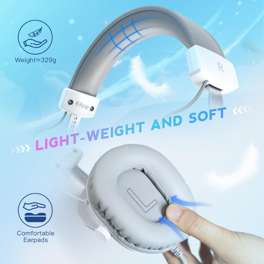 Fifine Ampligame H9W USB 7.1 Gaming Kulaklık - Beyaz