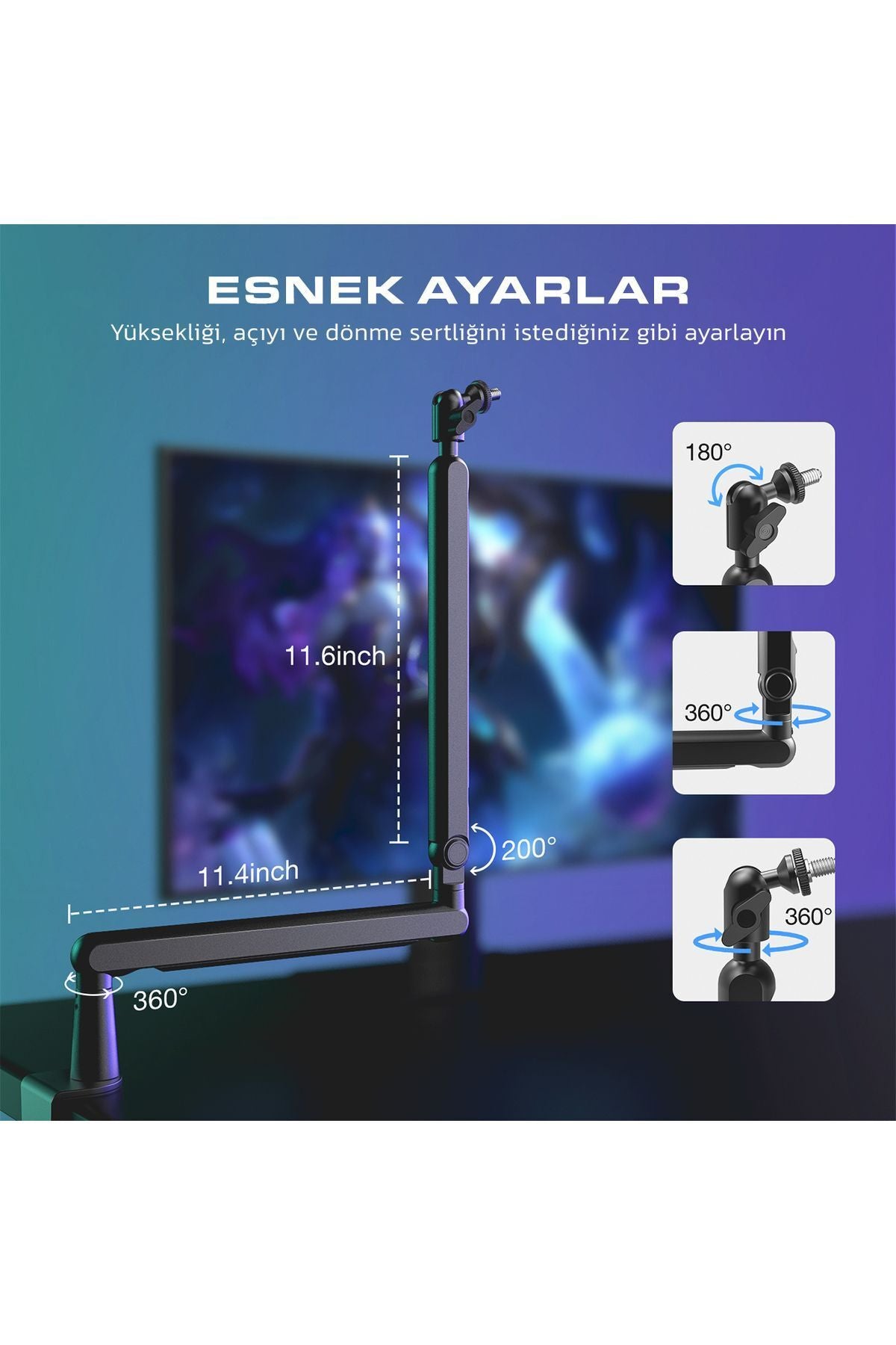BM88 - Fifine Düşük Profil Siyah Mikrofon Stand