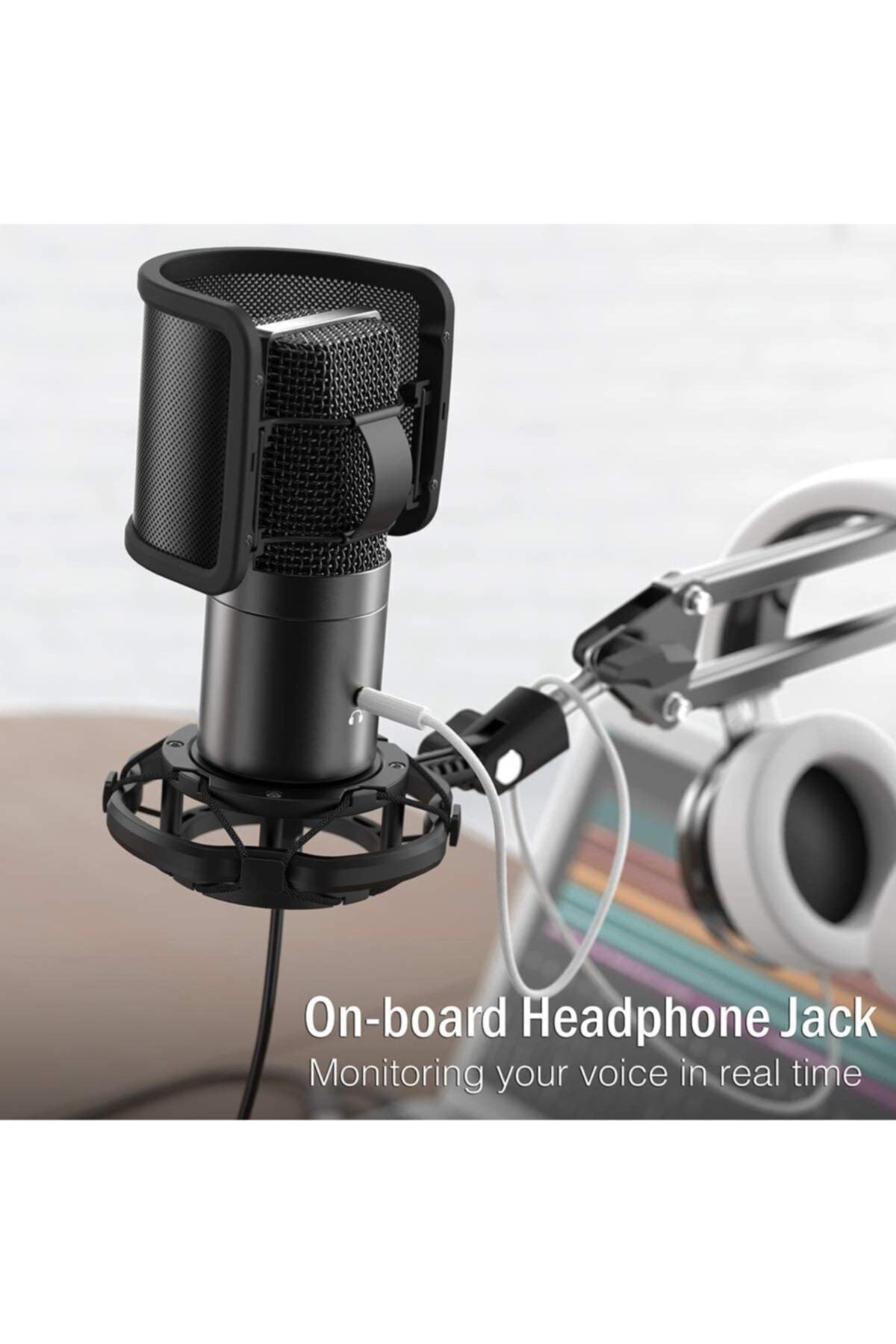 Fifine T683 USB Condenser Mikrofon - Eksiksiz Kayıt Seti (Boom Kol + Pop Filtre)
