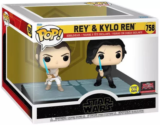 Funko Pop Moment Disney Star Wars - Rey &Kylo Ren Glows İn The Dark Special EditionNo:758
