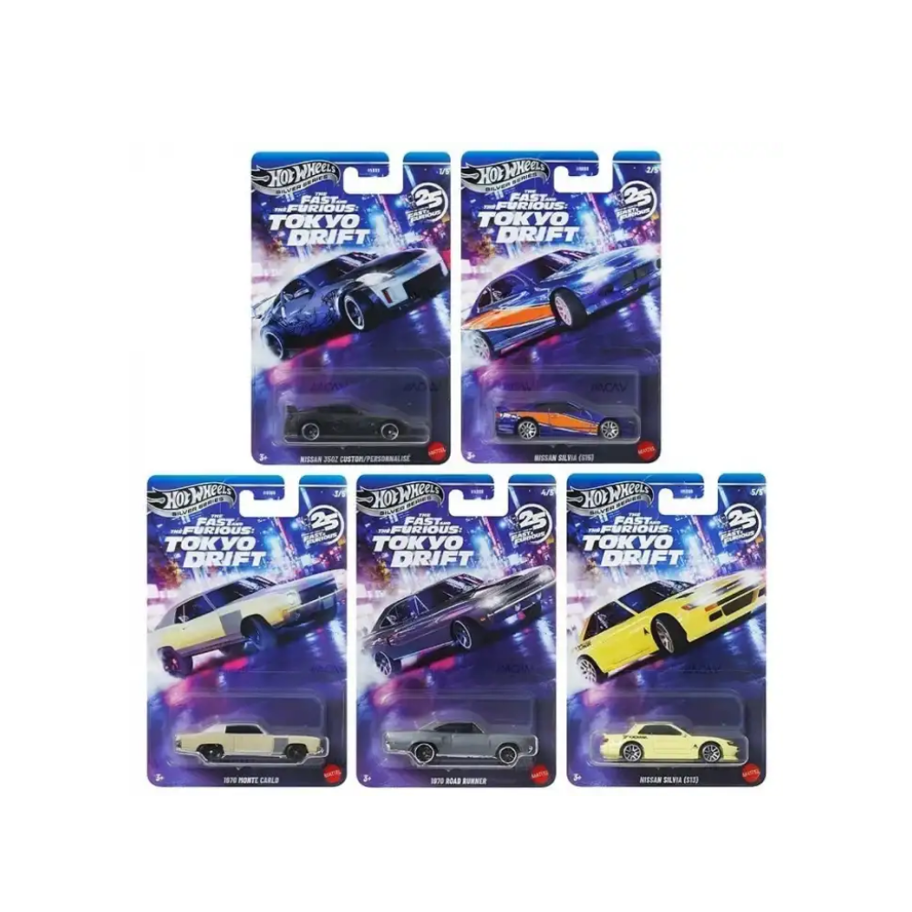 Hot Wheels Fast & Furious Tokyo Drift Silver Series 5’li Diecast Set – 1:64 Model Arabalar