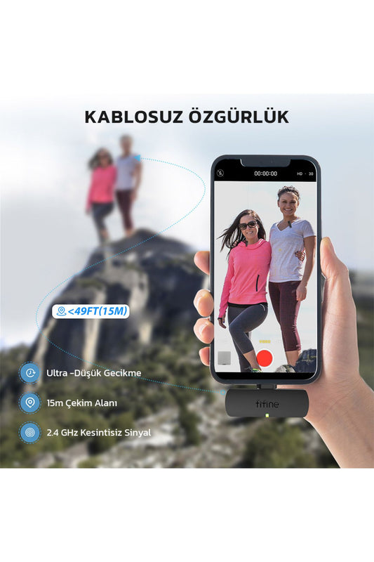 Fifine M8 Kablosuz Yaka Mikrofonu - 2 Kişilik Set
