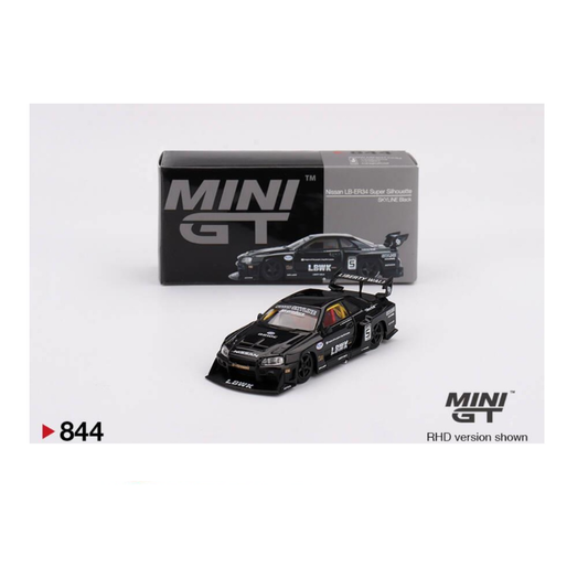 Mini GT 1/64 Nissan LB-ER34 Super Silhouette Skyline Black No:844