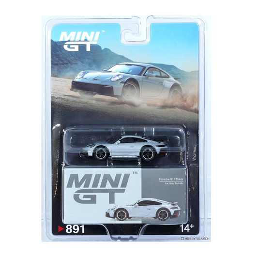 Mini GT 1/64 Porsche 911 Dakar Ice Gray Metallic - 891 Blister Paket