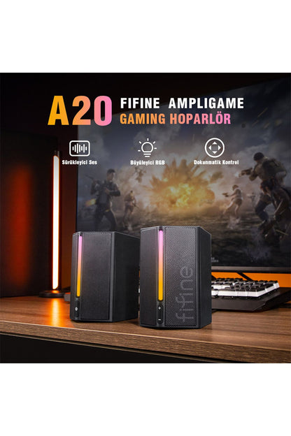 Fifine Ampligame A20 RGB USB Gaming Bilgisayar Hoparlörü