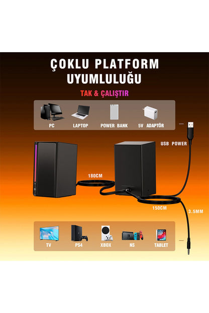 Fifine Ampligame A20 RGB USB Gaming Bilgisayar Hoparlörü