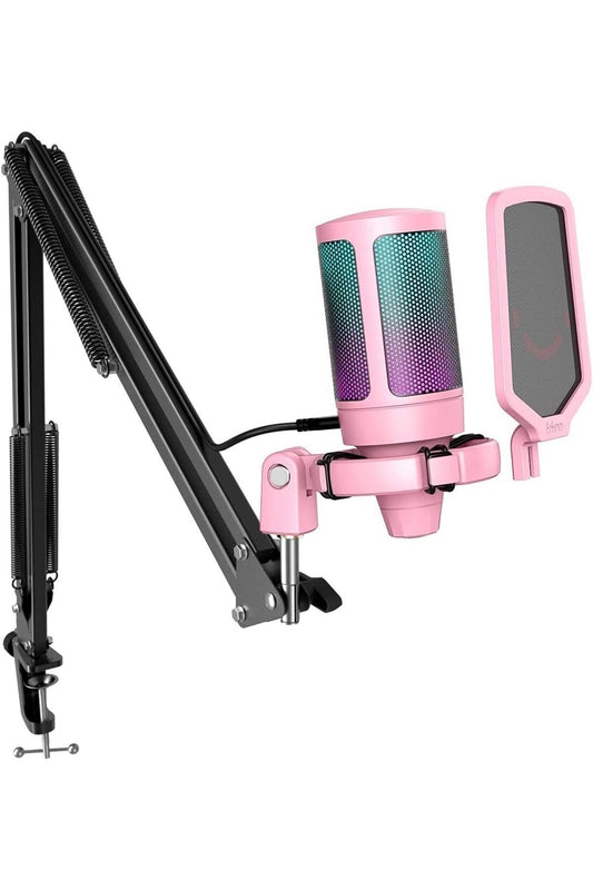 Fifine Ampligame A6T-P Pembe RGB USB Mikrofon Seti – Yayıncı, Gamer, YouTuber, TikTok İçin Profesyonel Kayıt Mikrofonu