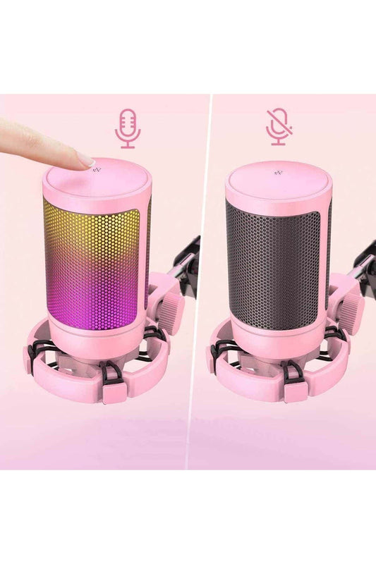 Fifine Ampligame A6T-P Pembe RGB USB Mikrofon Seti – Yayıncı, Gamer, YouTuber, TikTok İçin Profesyonel Kayıt Mikrofonu