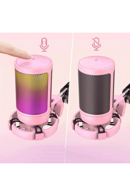 Fifine Ampligame A6T-P Pembe RGB USB Mikrofon Seti – Yayıncı, Gamer, YouTuber, TikTok İçin Profesyonel Kayıt Mikrofonu
