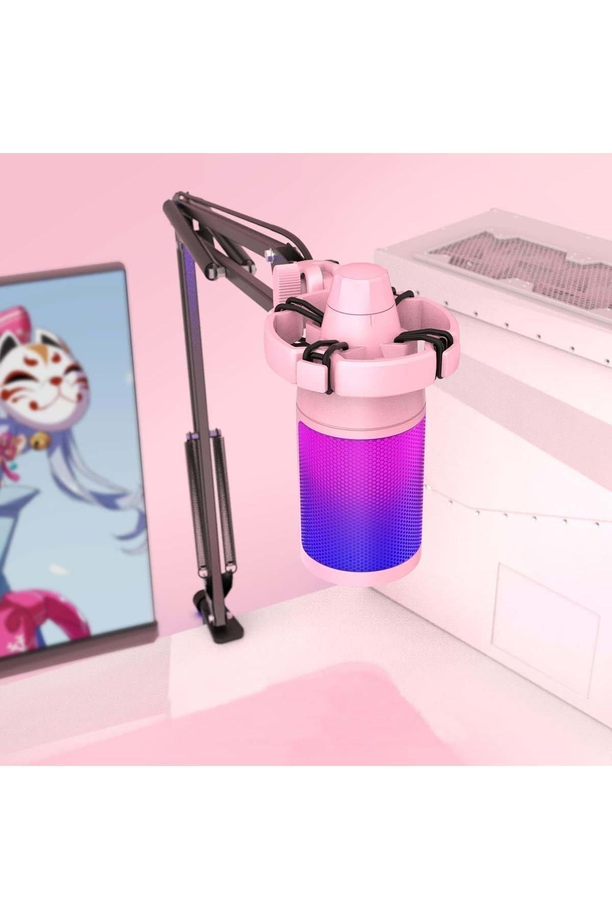 Fifine Ampligame A6T-P Pembe RGB USB Mikrofon Seti – Yayıncı, Gamer, YouTuber, TikTok İçin Profesyonel Kayıt Mikrofonu