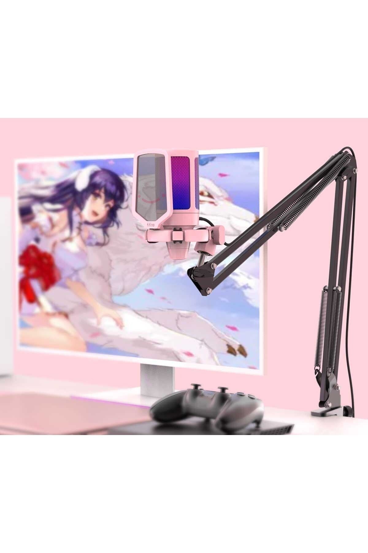 Fifine Ampligame A6T-P Pembe RGB USB Mikrofon Seti – Yayıncı, Gamer, YouTuber, TikTok İçin Profesyonel Kayıt Mikrofonu
