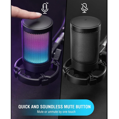 Fifine A6V RGB Condenser Mikrofon Siyah – USB Yayın ve Oyun Mikrofonu