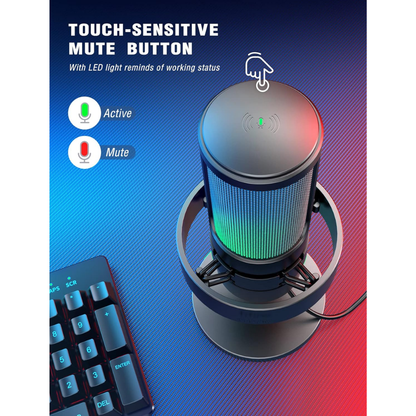 Fifine Ampligame A8 USB RGB Mikrofon - Siyah Renk