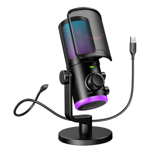 Fifine AM6 RGB Gaming Mikrofon – Yayıncılar ve Oyuncular İçin Profesyonel Ses