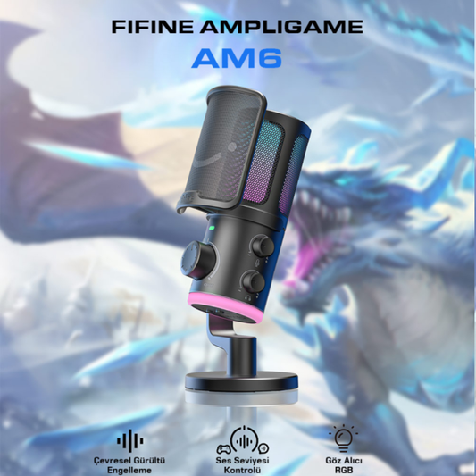 Fifine AM6 RGB Gaming Mikrofon – Yayıncılar ve Oyuncular İçin Profesyonel Ses