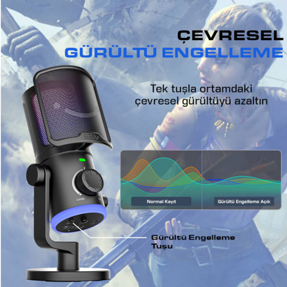 Fifine AM6 RGB Gaming Mikrofon – Yayıncılar ve Oyuncular İçin Profesyonel Ses