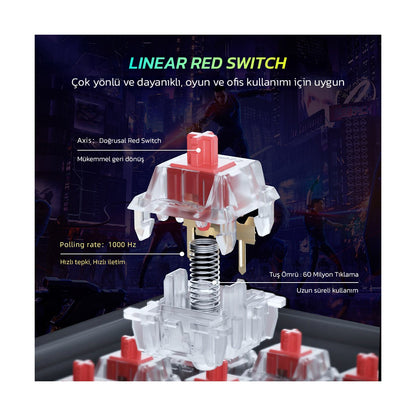 Ampligame Gk1 Rgb Red Switch Mekanik Klavye
