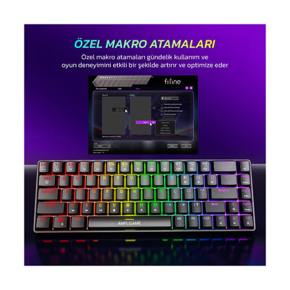 Ampligame Gk1 Rgb Red Switch Mekanik Klavye
