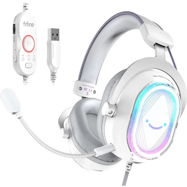 Fifine Ampligame H13-WP USB 7.1 Gaming Mikrofonlu Kulaklık - Headset - Beyaz