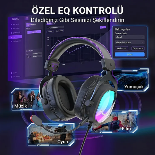 Fifine Ampligame H16-BP USB 7.1 Gaming Mikrofonlu Kulaklık