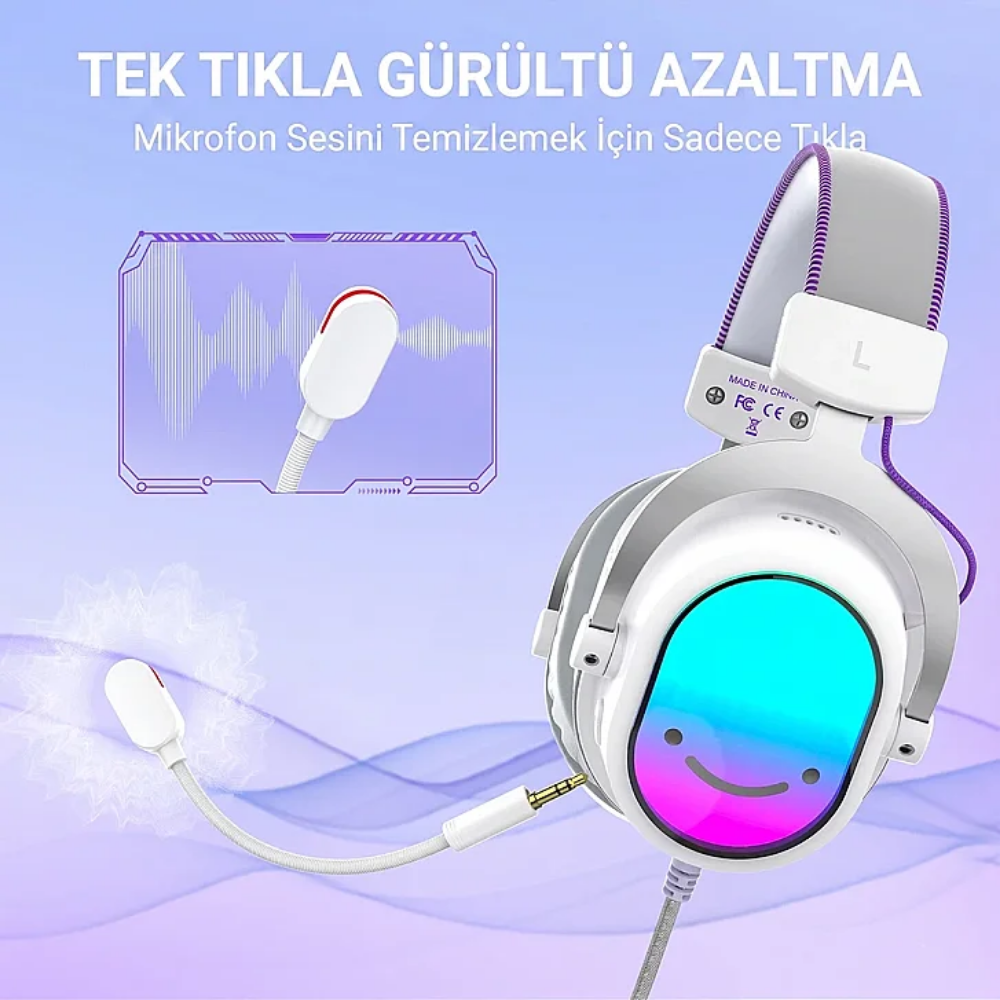 Fifine Ampligame H16-BP USB 7.1 Gaming Mikrofonlu Kulaklık - Beyaz