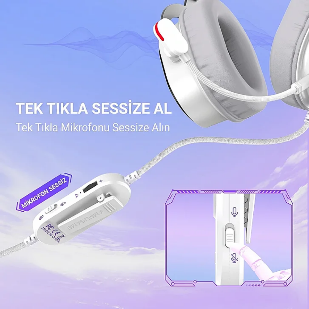 Fifine Ampligame H16-BP USB 7.1 Gaming Mikrofonlu Kulaklık - Beyaz