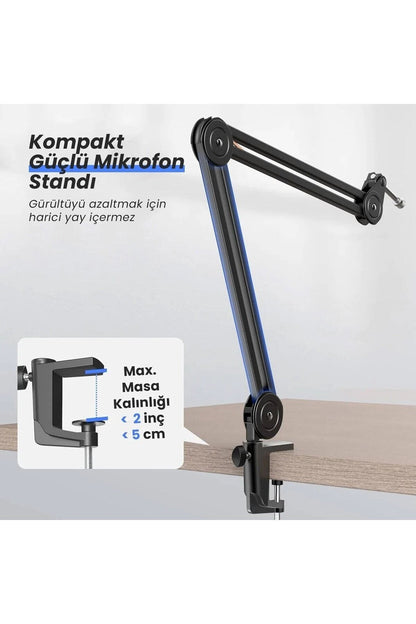 Fifine BM63 Metal Mikrofon Standı - 2 kg Taşıma, Esnek Ayar