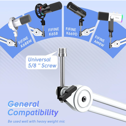 BM63W - FIFINE MASA TIPI DÖKÜM STAND BEYAZ