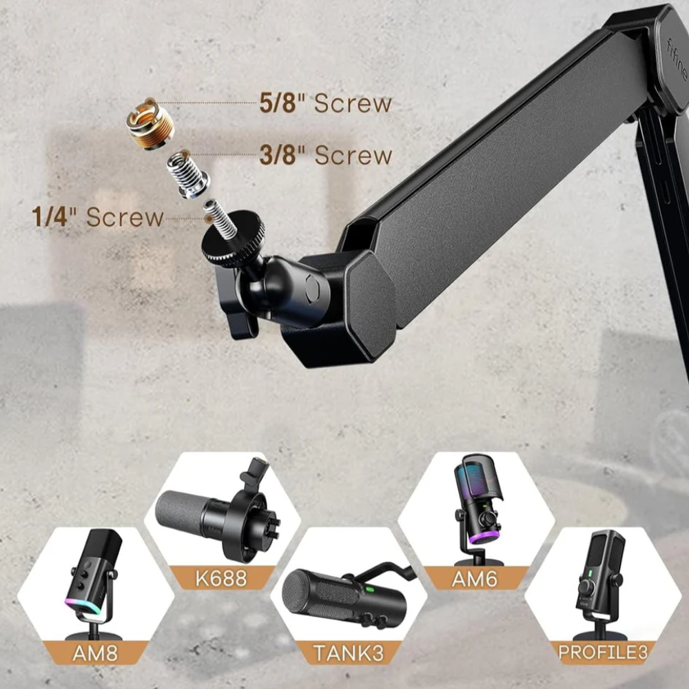 Fifine BM66 Metal Mikrofon Standı – Gizli Kablo Yönetimli, 2 kg Taşıma Kapasiteli