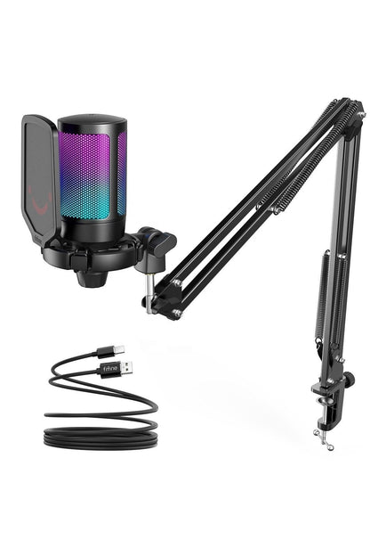 Fifine Ampligame A6T Mikrofon Seti – RGB USB Yayıncı Mikrofonu, Gamer & TikTok İçerik Üreticisi İçin