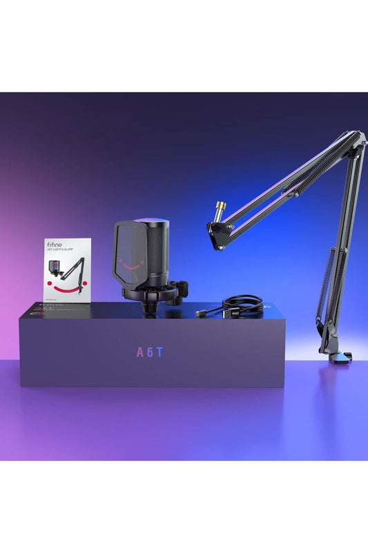 Fifine Ampligame A6T Mikrofon Seti – RGB USB Yayıncı Mikrofonu, Gamer & TikTok İçerik Üreticisi İçin