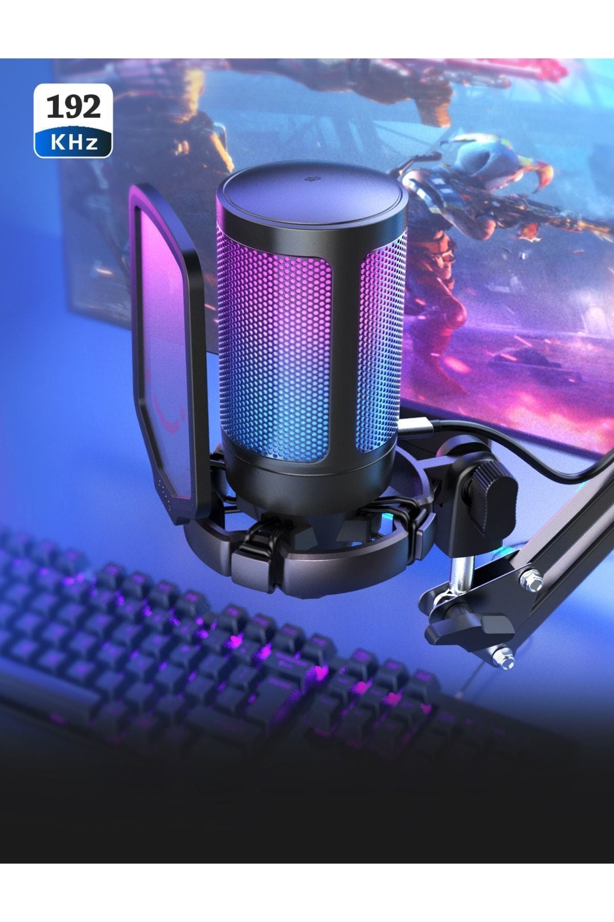 Fifine Ampligame A6T Mikrofon Seti – RGB USB Yayıncı Mikrofonu, Gamer & TikTok İçerik Üreticisi İçin