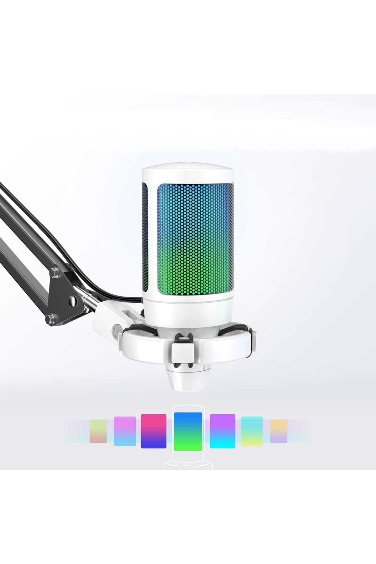 Fifine Ampligame A6T-W Beyaz RGB USB Mikrofon Seti – Yayıncı, Gamer, YouTuber, TikTok İçin Profesyonel Kayıt Mikrofonu