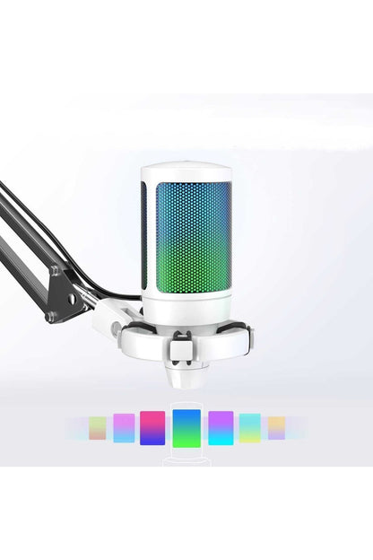 Fifine Ampligame A6T-W Beyaz RGB USB Mikrofon Seti – Yayıncı, Gamer, YouTuber, TikTok İçin Profesyonel Kayıt Mikrofonu
