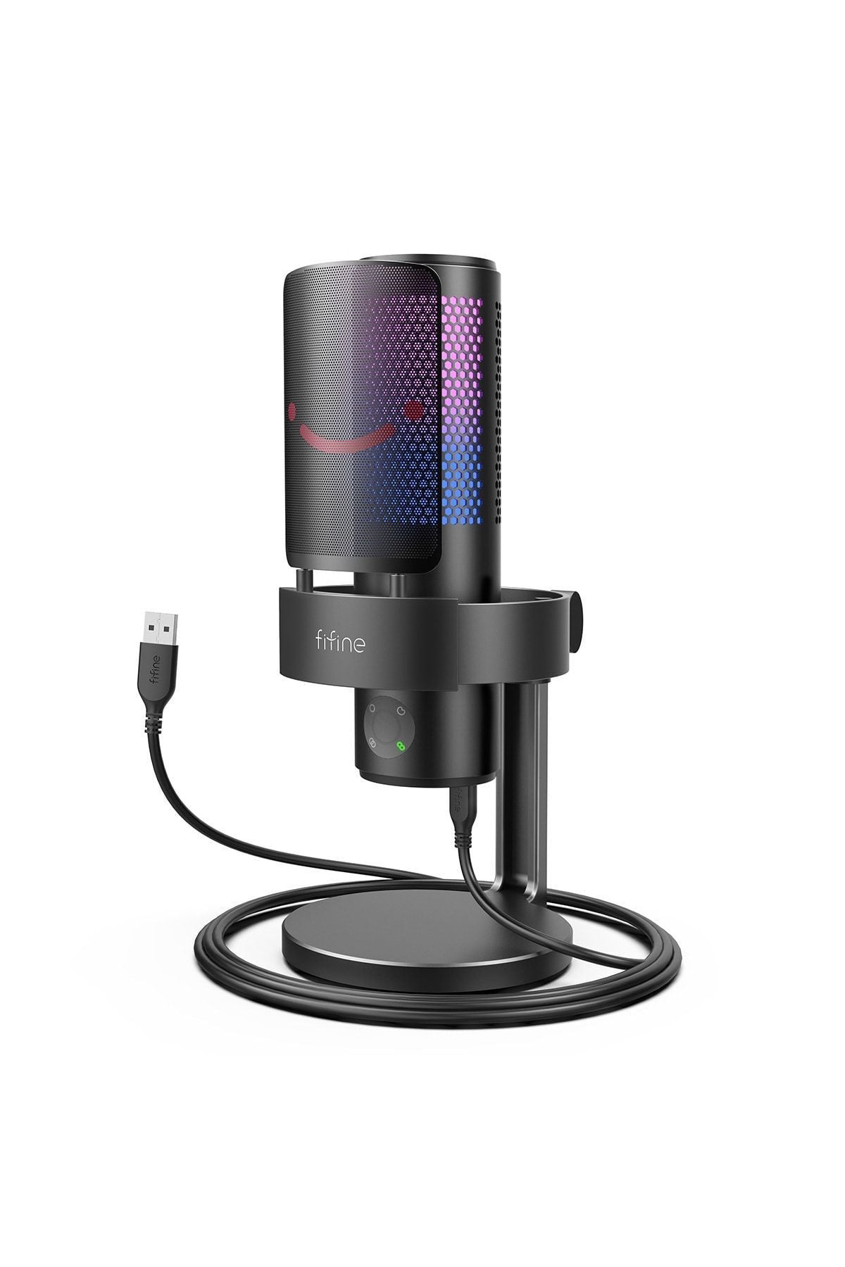 Fifine A9 RGB USB Oyuncu Yayıncı Bilgisayar Mikrofonu - Siyah