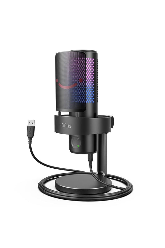 Fifine A9 RGB USB Oyuncu Yayıncı Bilgisayar Mikrofonu - Siyah