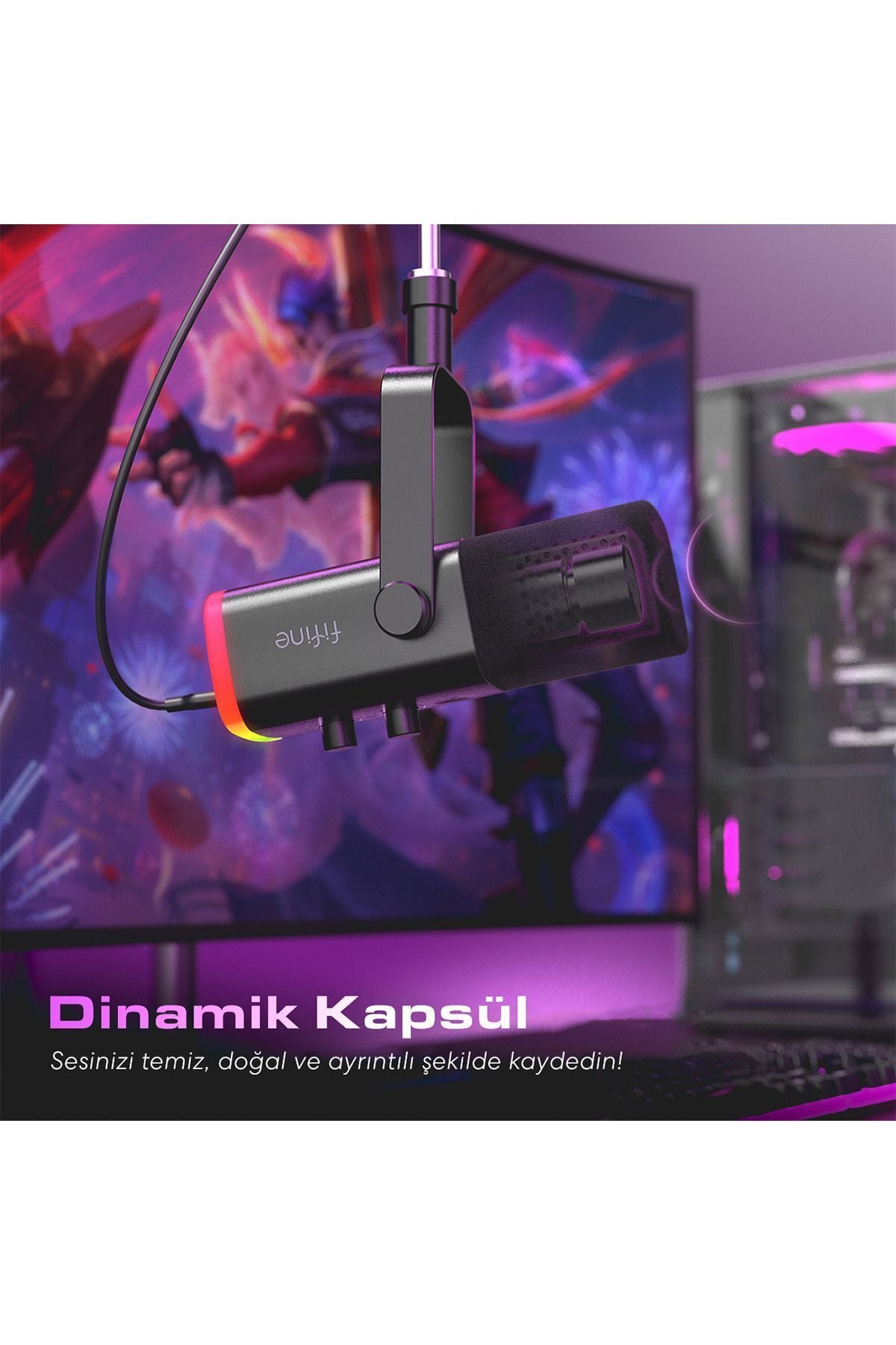 AM8 - FIFINE XLR/USB RGB DINAMIK MIKROFON