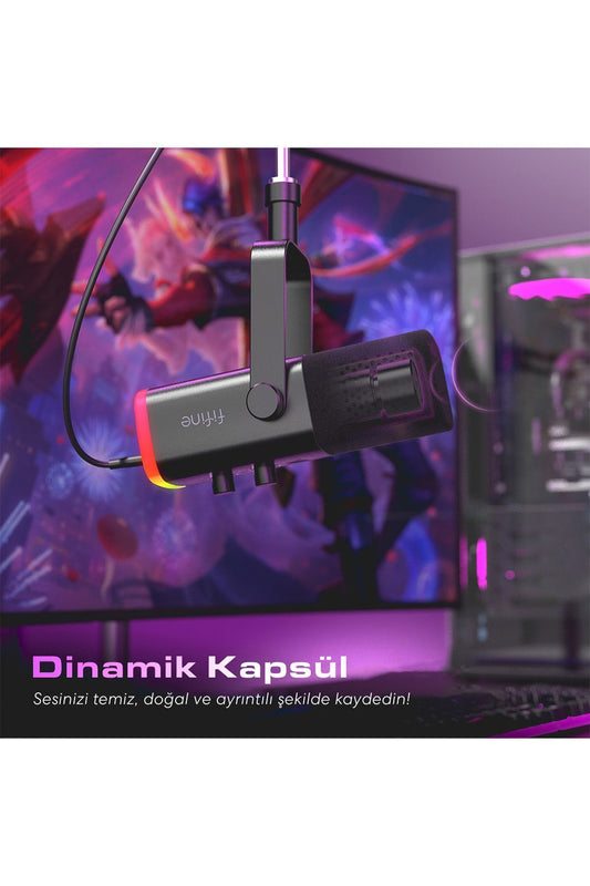 AM8 - FIFINE XLR/USB RGB DINAMIK MIKROFON