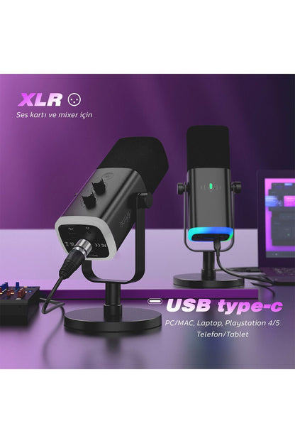 AM8 - FIFINE XLR/USB RGB DINAMIK MIKROFON