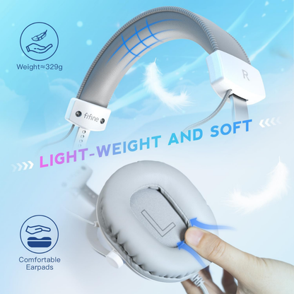 Fifine Ampligame H9W USB 7.1 Gaming Kulaklık - Beyaz