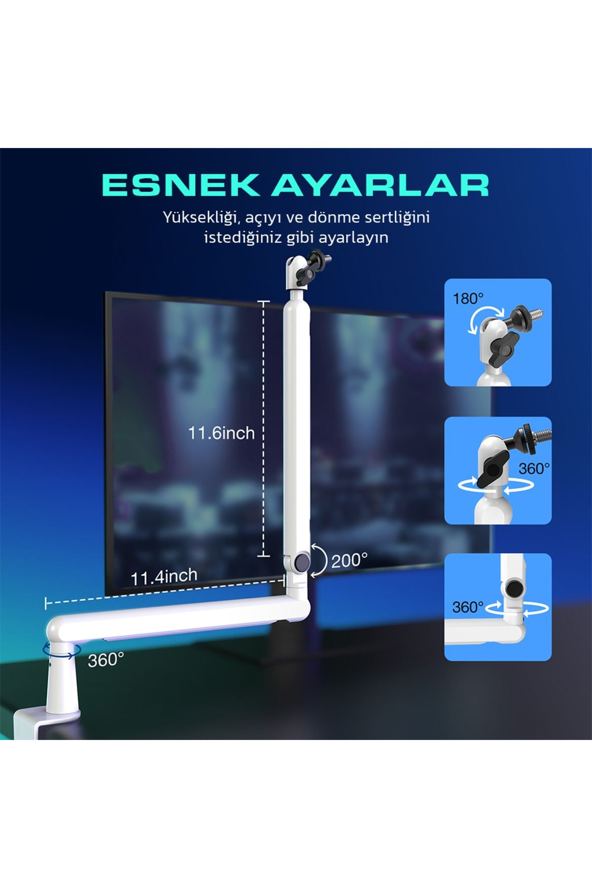 BM88W- Fifine Düşük Profil Beyaz Mikrofon Stand