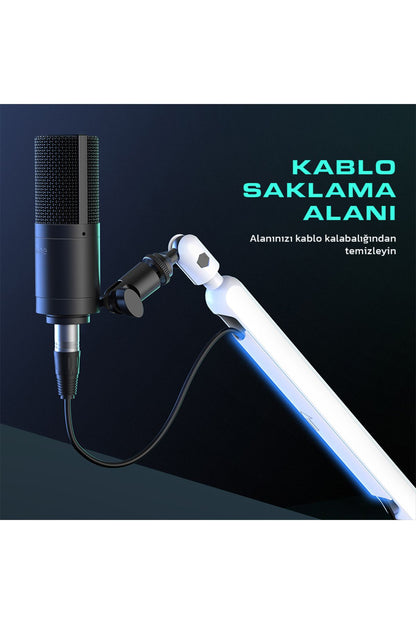 BM88W- Fifine Düşük Profil Beyaz Mikrofon Stand