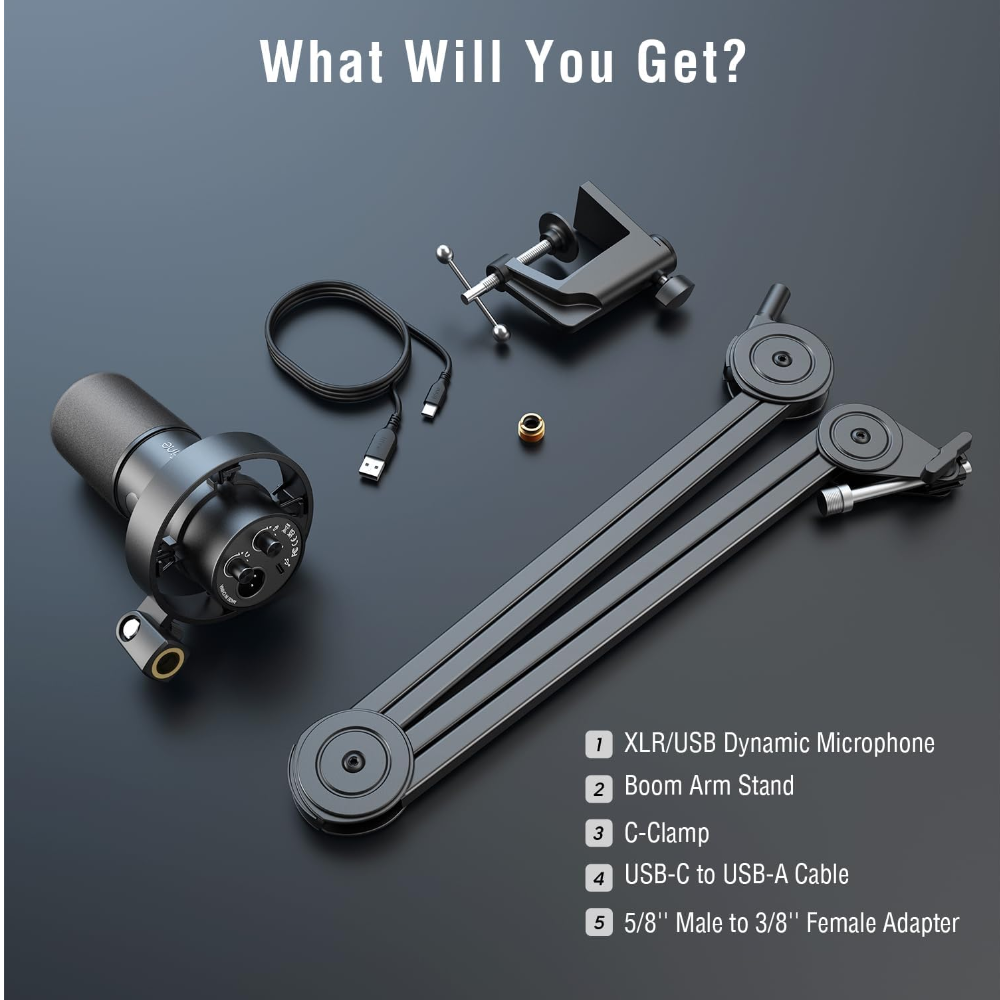 Fifine K688 USB & XLR Dinamik Mikrofon + Fifine BM63 Boom Arm Stand Seti k688T