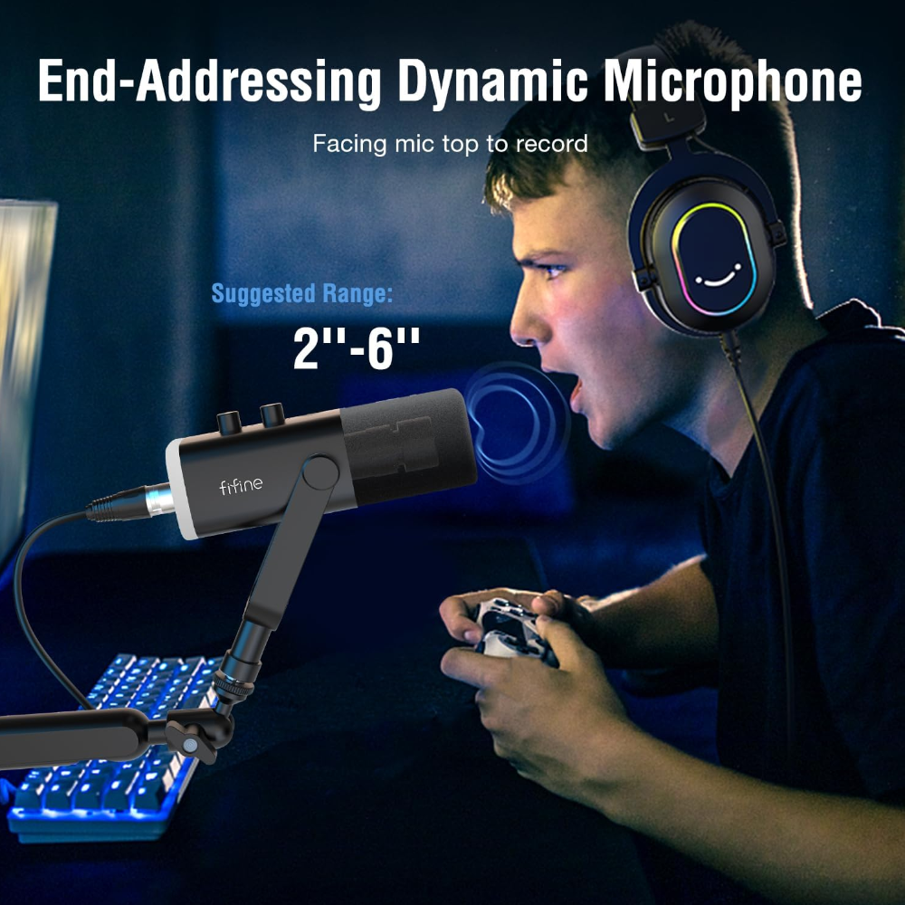 Fifine TAM8 XLR/USB RGB Dinamik Oyuncu Mikrofon Seti